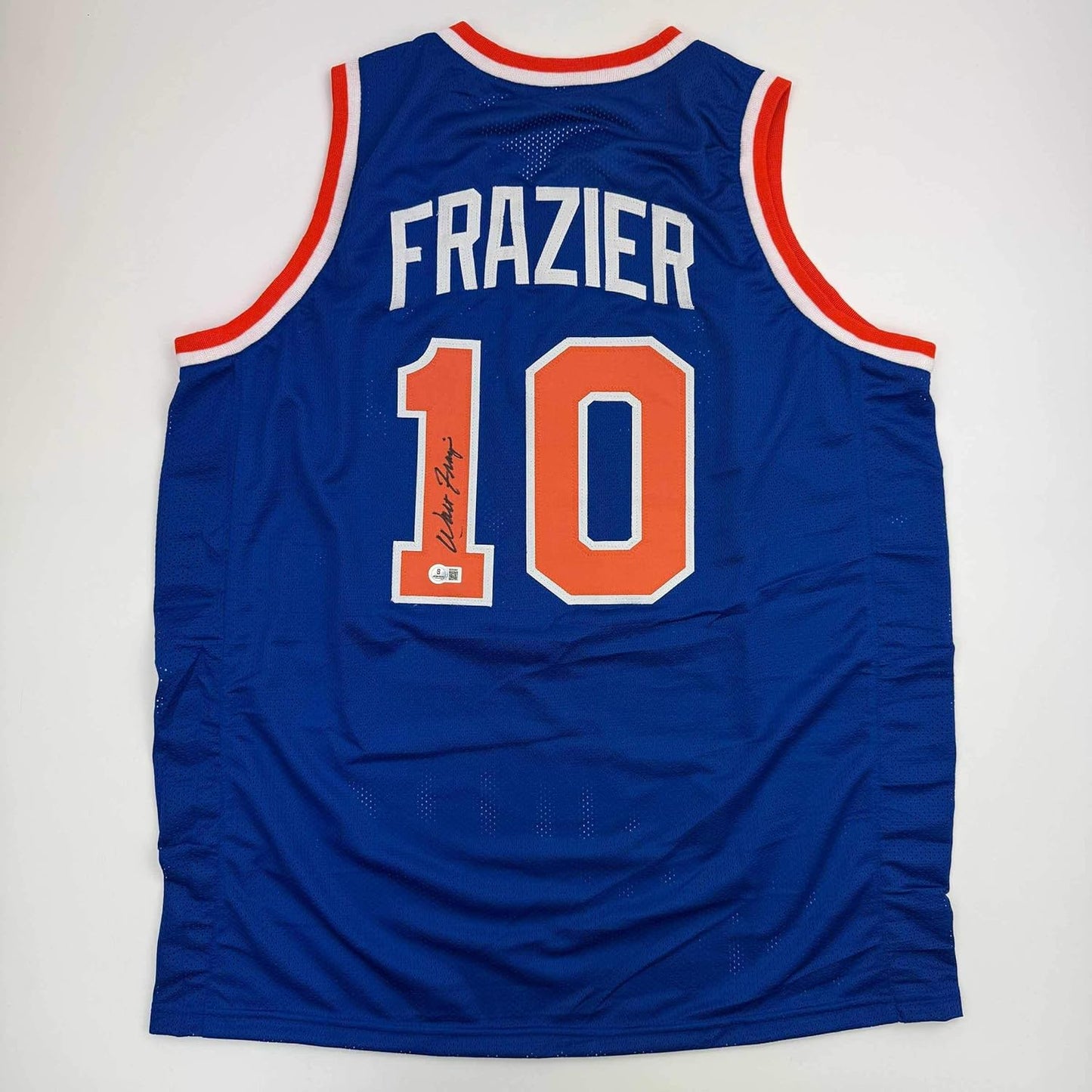 Autographed Walt Frazier New York Blue Basketball Jersey