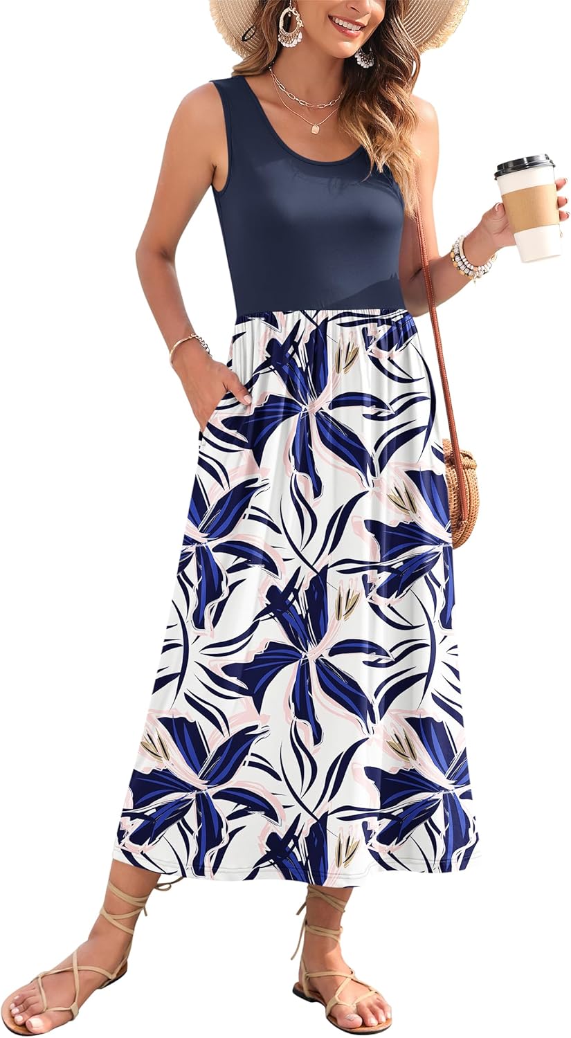 WNEEDU Women's Summer Maxi Dress for Beach Vacation Style