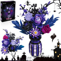 Halloween Flowers Building Set with Vase - Gothic Purple Rose Bouquet