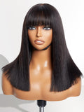 LUVME HAIR 14 Inch Light Yaki Straight Bob Wig with Bangs