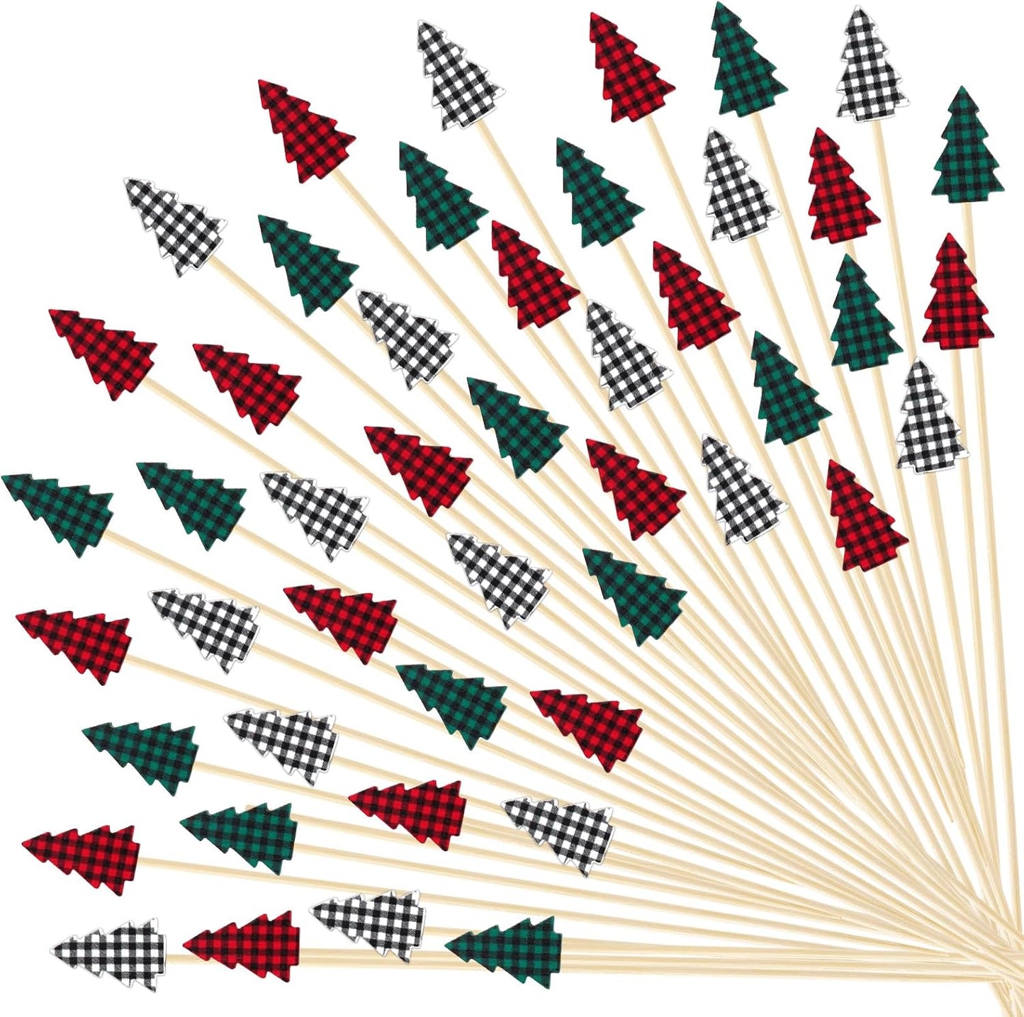 300 Christmas Cocktail Picks - Festive Plaid Skewers for Xmas Cheer!