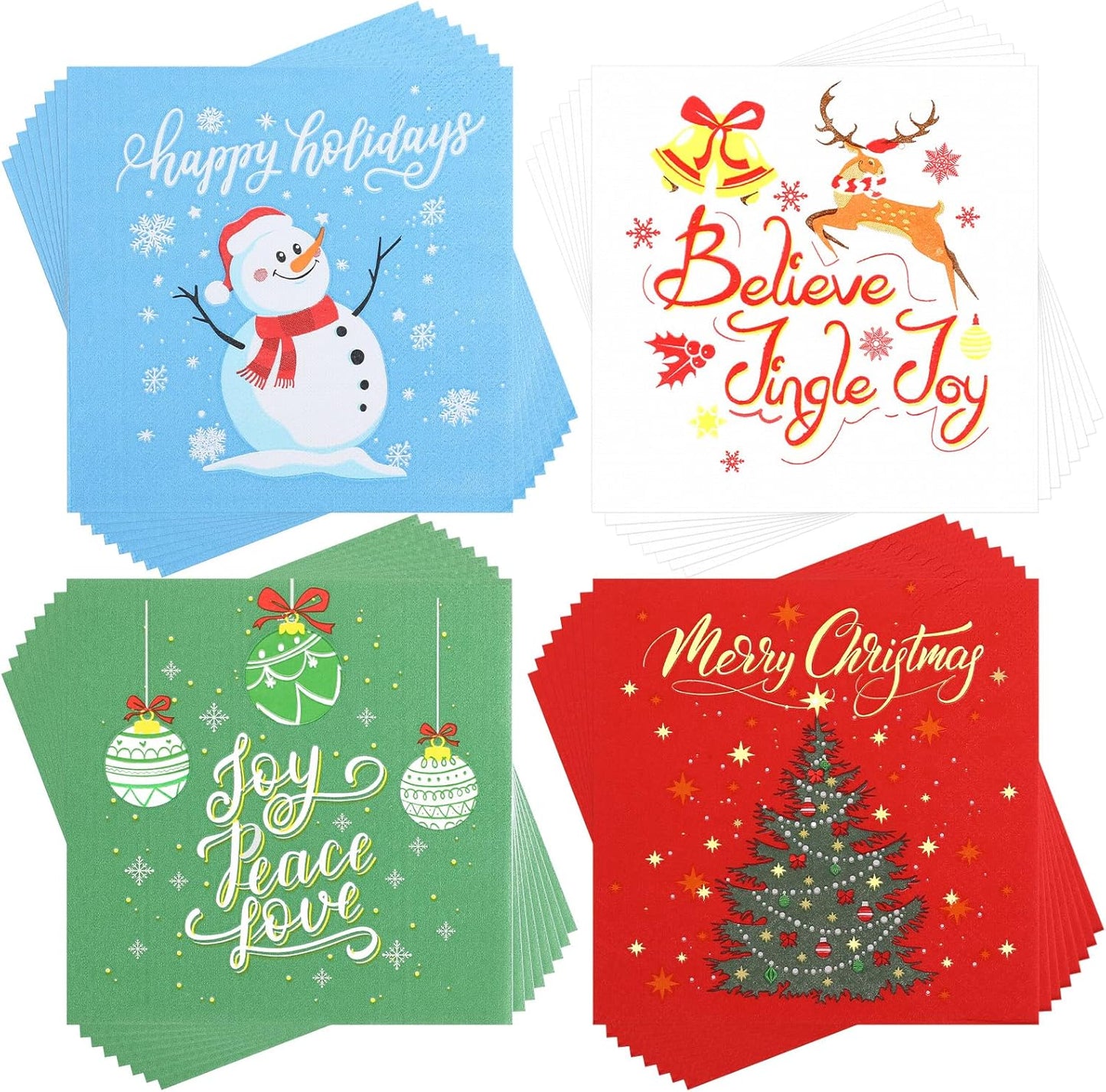 Festive Christmas Napkins - 100 Pcs Winter Party Supplies