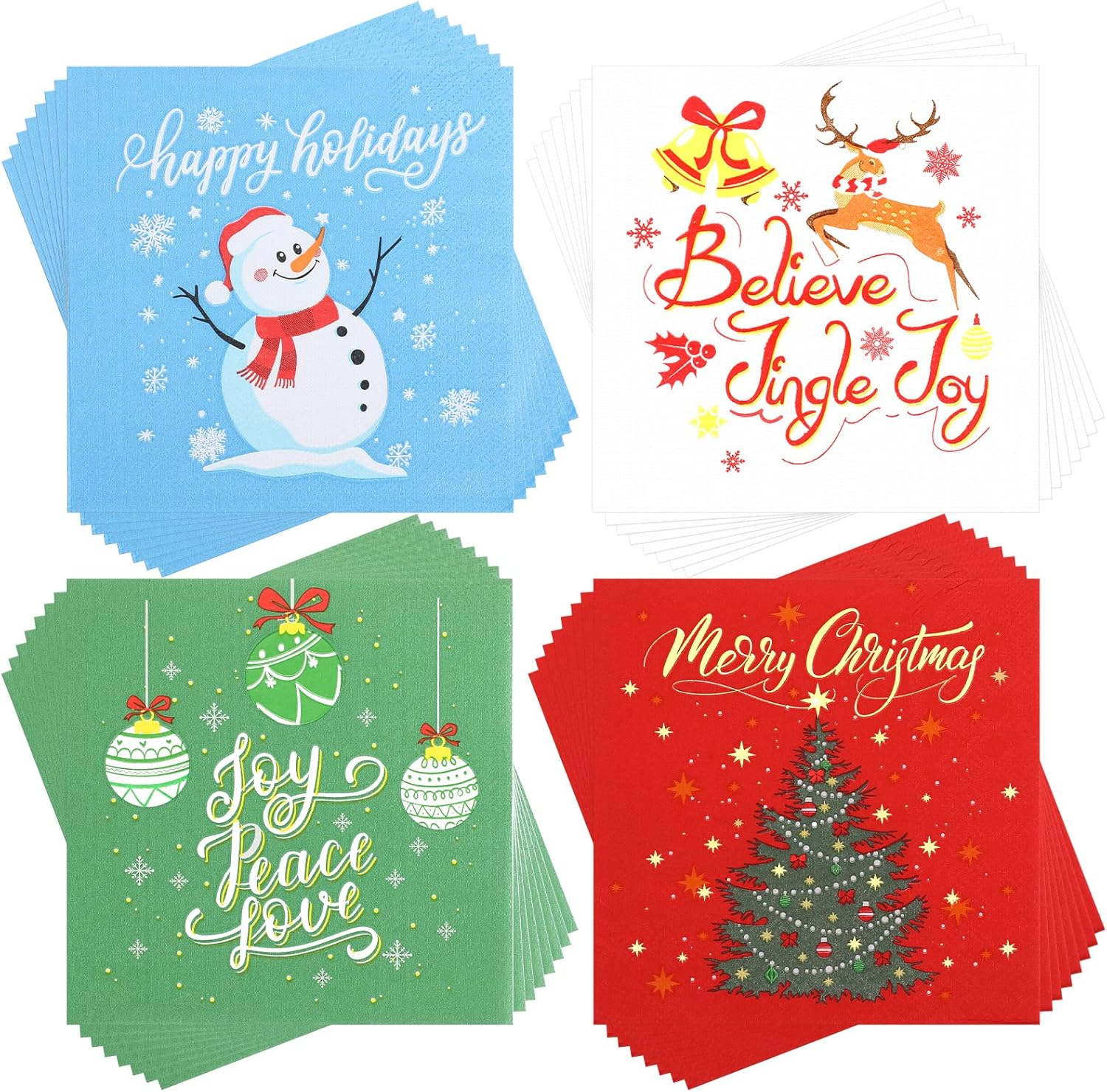 Festive Christmas Napkins - 100 Pcs Winter Party Supplies