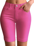 roswear Womens Mid Rise Roll Cuff Bermuda Stretch Denim (Style LBDC)