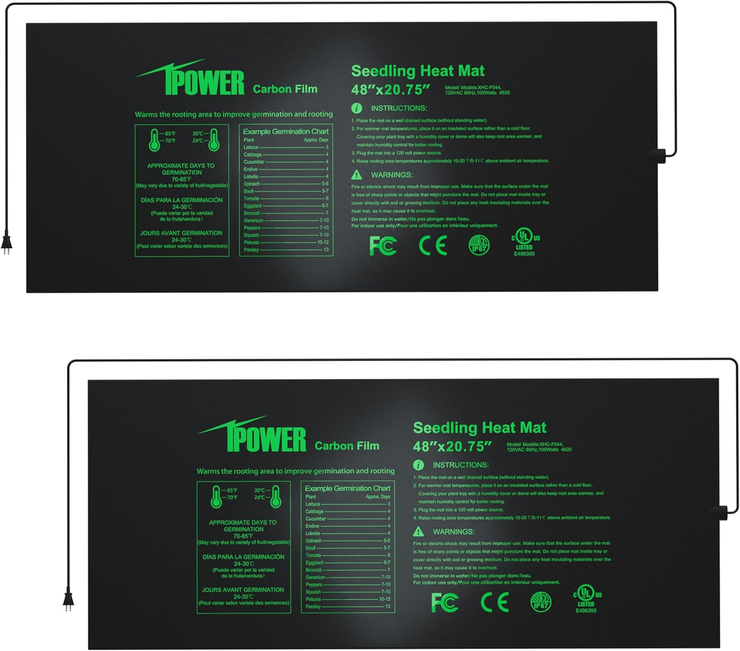 iPower 48in Seedling Heat Mat for Hydroponic Plant Germination