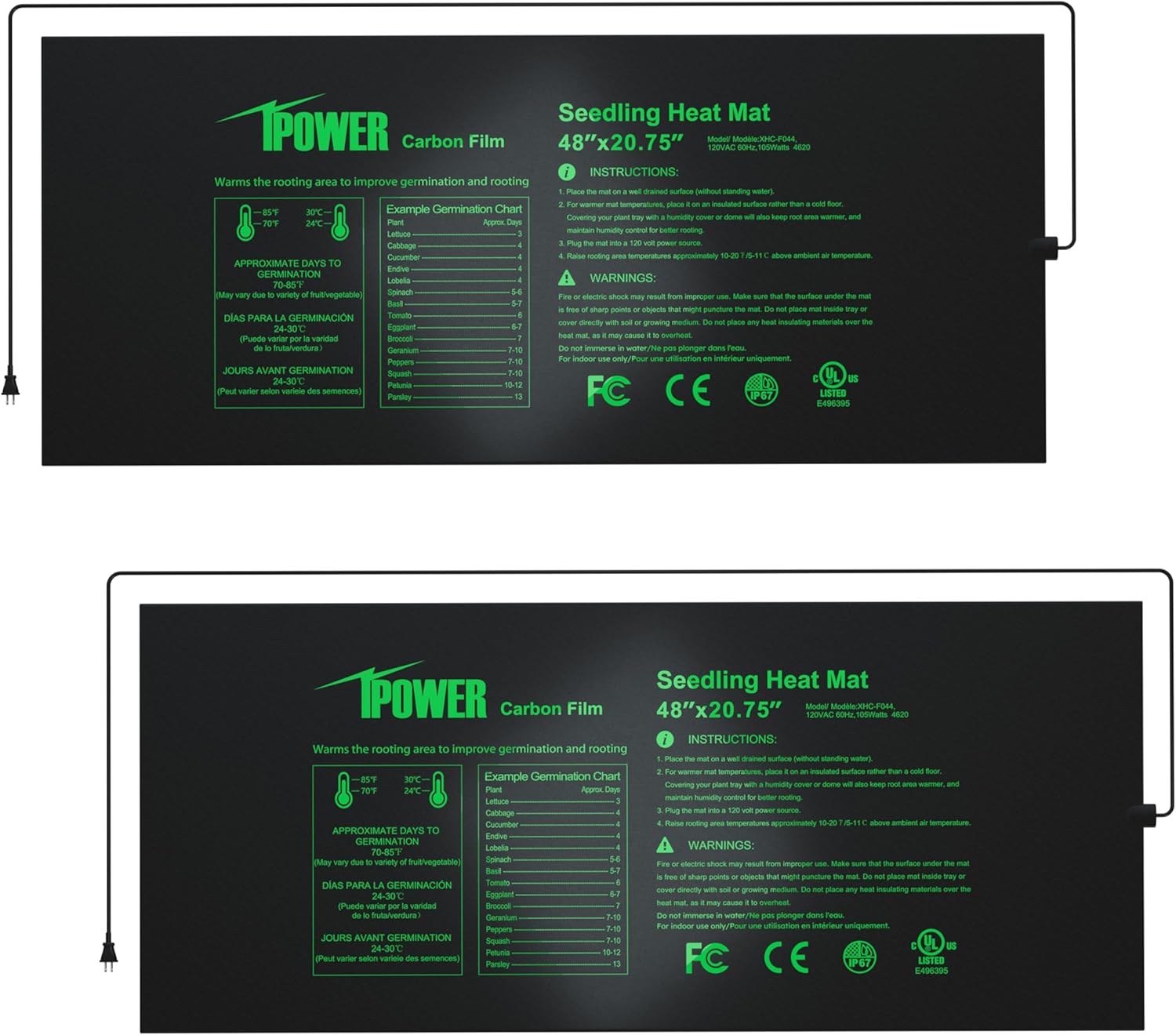 iPower 48in Seedling Heat Mat for Hydroponic Plant Germination