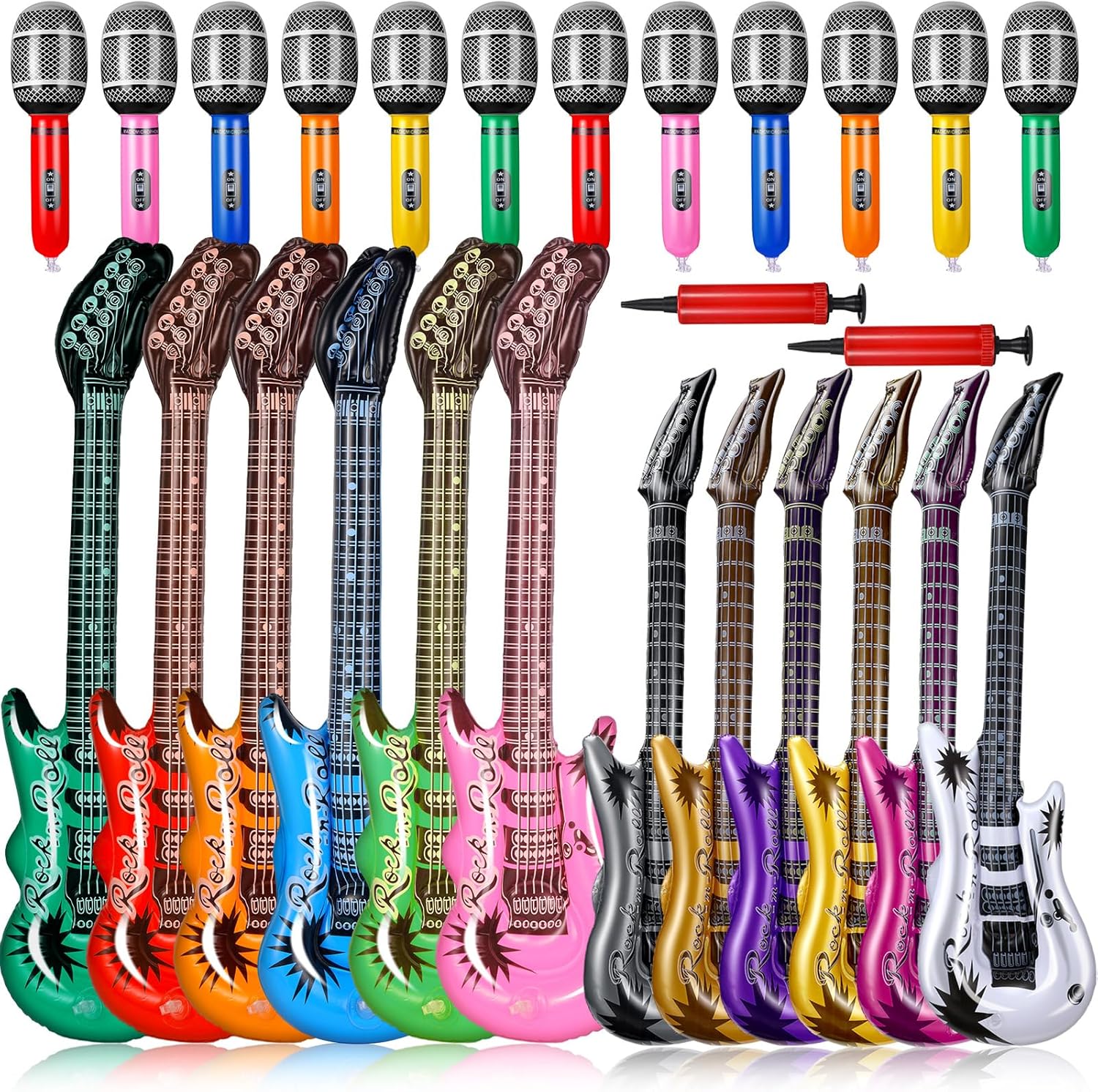 Inflatable Rock Star Toy Set - 80s 90s Party Decor