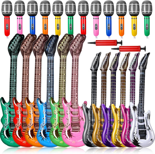 Inflatable Rock Star Toy Set - 80s 90s Party Decor