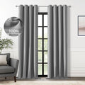 100% Blackout Grey Solid Curtains 108 in Long Panels - Room Darkening