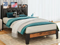 Twin Bed Frame with Storage Headboard and Outlets - Sturdy, No Noise
