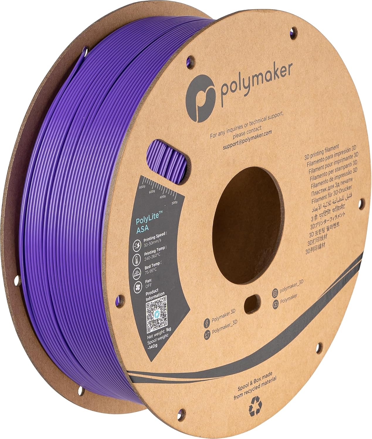 Polymaker ASA Filament 1.75mm Purple for Outdoor Printing