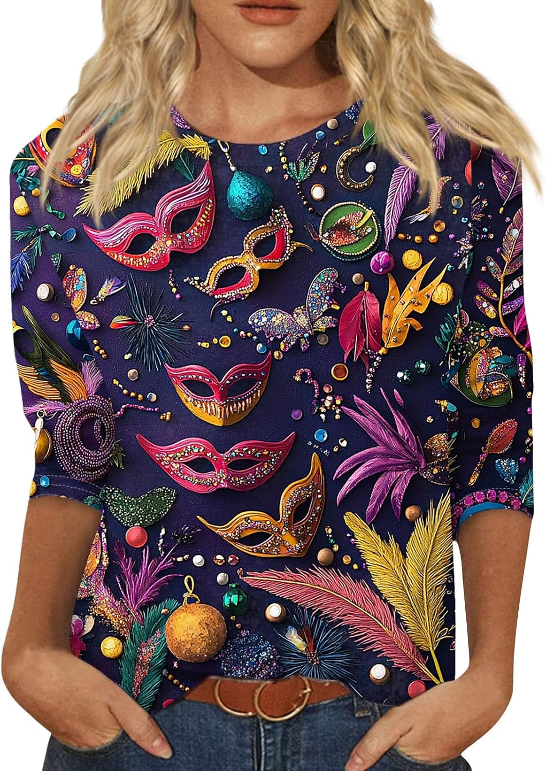 Sparkly Mardi Gras Plus Size Shirt by BDPORKAS - Stylish & Comfy