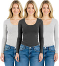Emmalise Women's Basic Athletic Fit Long Sleeve Crew Neck Tee - Size