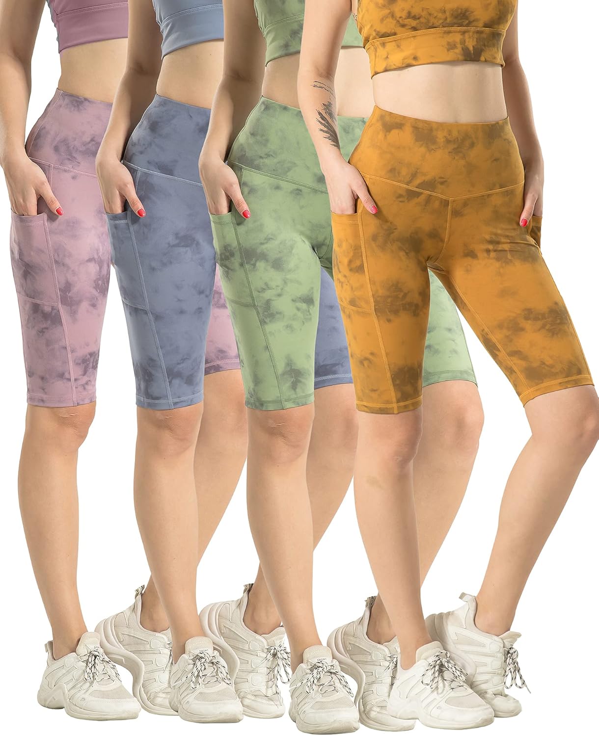 Biker Yoga Shorts with Pockets for Women - High Waisted Comfort