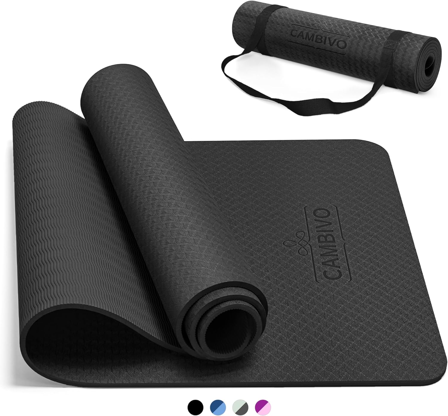 Extra Thick Non-Slip TPE Yoga Mat 72x24 with Carrying Strap