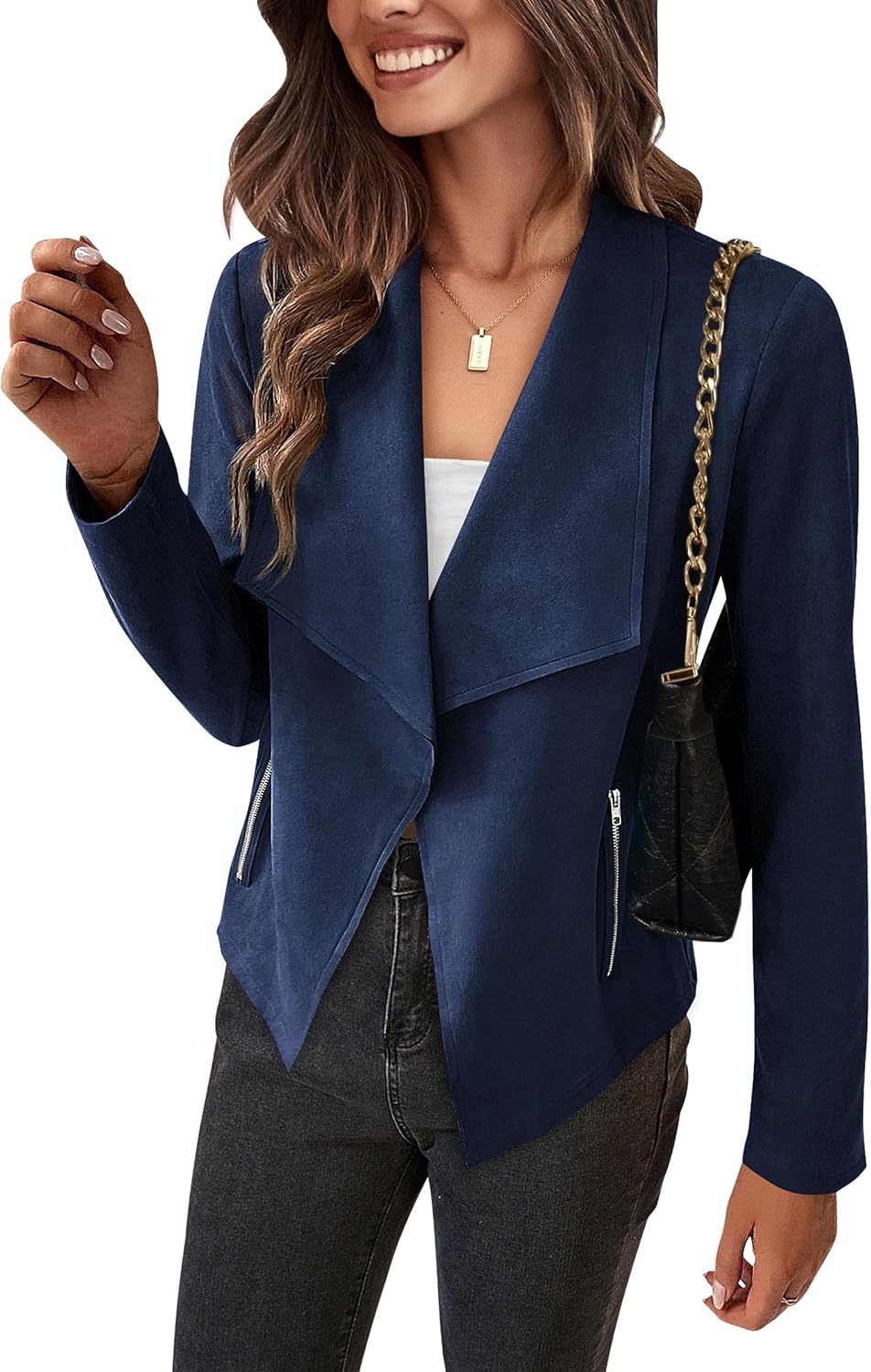 Faux Suede Jackets for Women - Trendy Cropped Coat Outwear