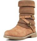 Women's Mid Calf Knitted Winter Snow Boots - Stylish Warm Fit