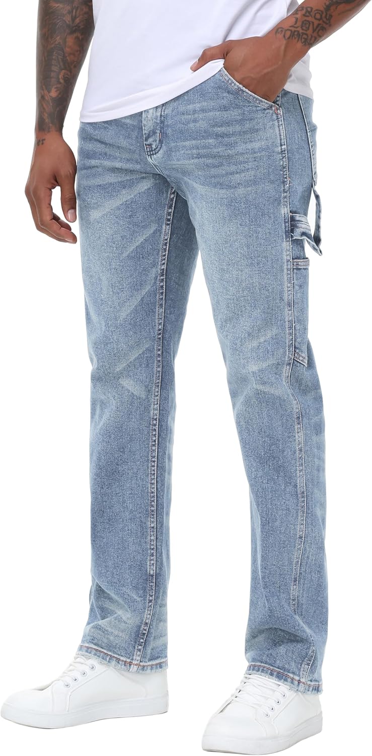 Men's Stretch Regular Fit Straight-Leg Denim Pants for Comfort