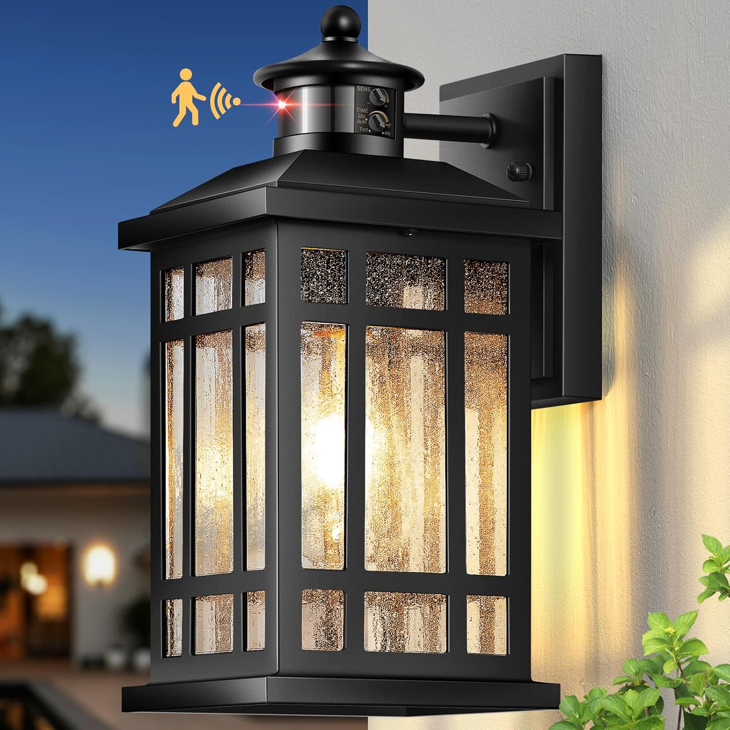 Motion Sensor Outdoor Wall Light with Adjustable Sensing Range