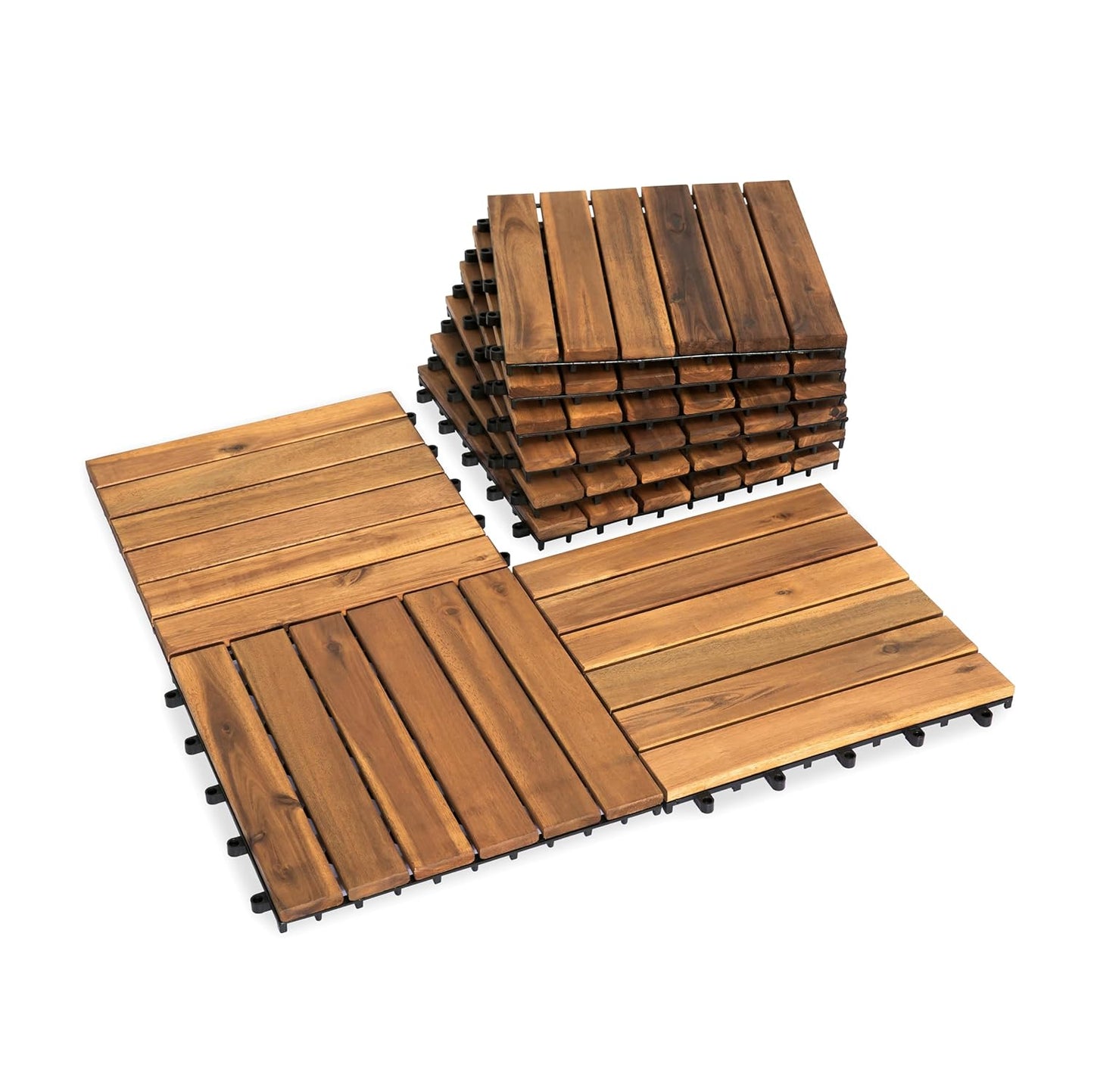 Acacia Wood Decking Tiles for Easy Interlocking Outdoor Flooring