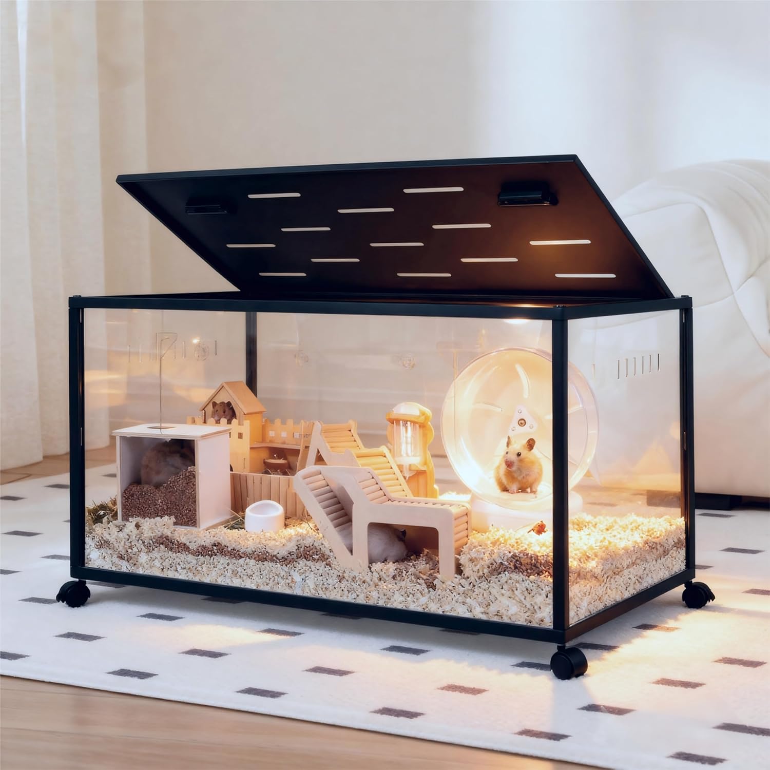 Spacious 360 Panoramic Hamster Cage for Guinea Pigs and Ferrets