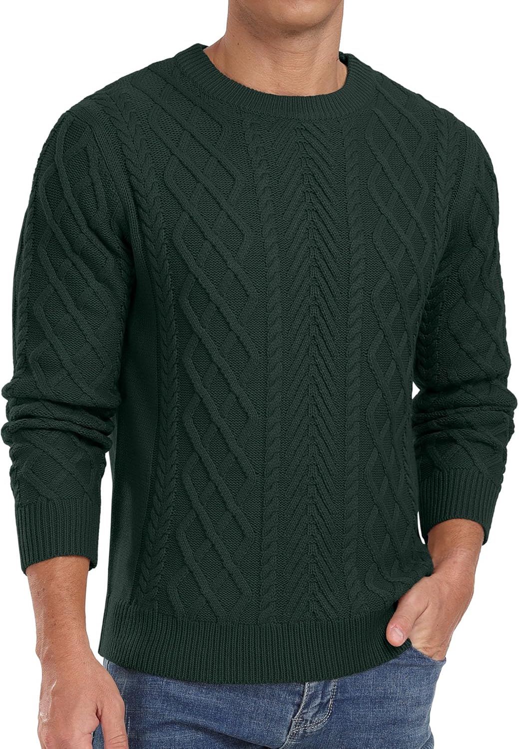Askdeer Men's Pullover Sweater: Classic Fisherman Knit Style