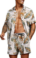 COOFANDY Men's Hawaiian Matching Set Summer Beach 2 Piece Outfit