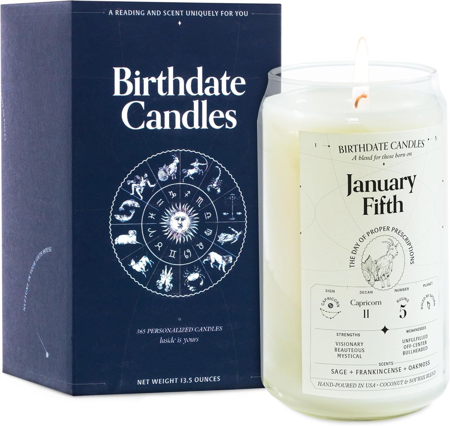 Capricorn Zodiac Birthday Candle for January 5 - Unique Gift