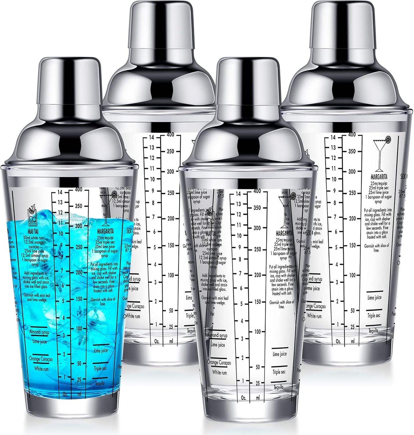 Roshtia 14oz Glass Cocktail Shaker Set - Mix Drinks Like a Pro!