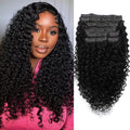 16 Inch Kinky Curly Clip Ins Human Hair Extensions - Natural Volume