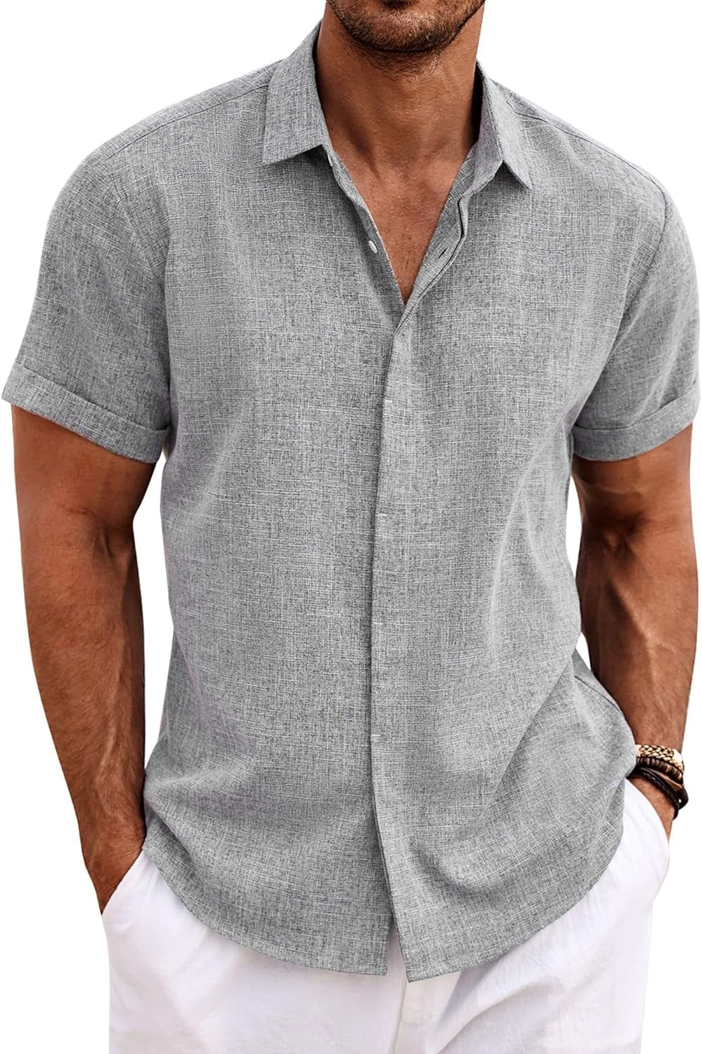 COOFANDY Men's Linen Shirts for Casual Summer Beach Style