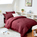 Burgundy Twin XL Comforter Set Seersucker 5 Pieces - All Season Luxury