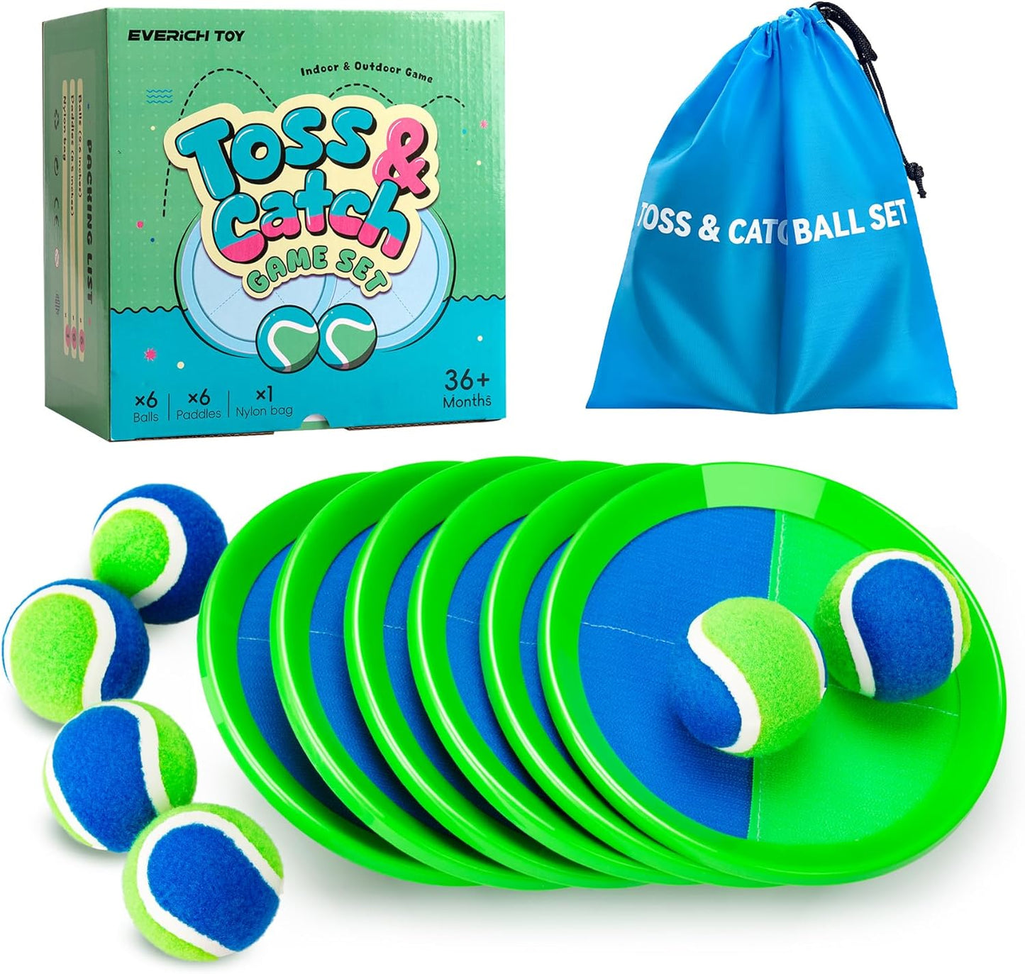 EVERICH Toss and Catch Ball Game Set for Kids - Fun Outdoor Play