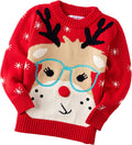 Velius Girl's Long Sleeve Knit Elk Christmas Sweater Tops - Cozy