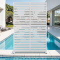 Metal Privacy Screen 72in H x 47in W White Louvered - Free Standing