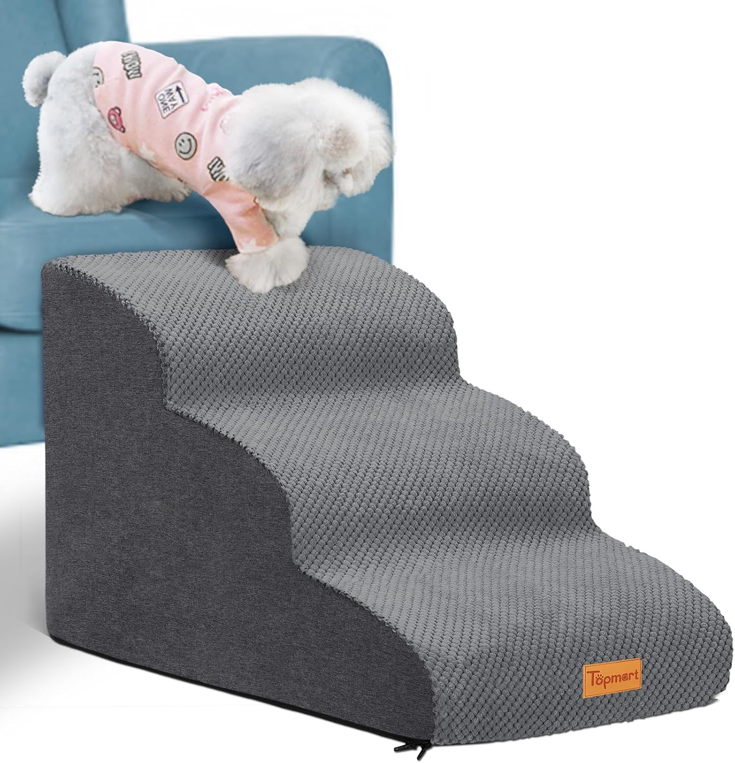 Topmart 3 Tiers Foam Dog Ramps for Older Dogs and Cats