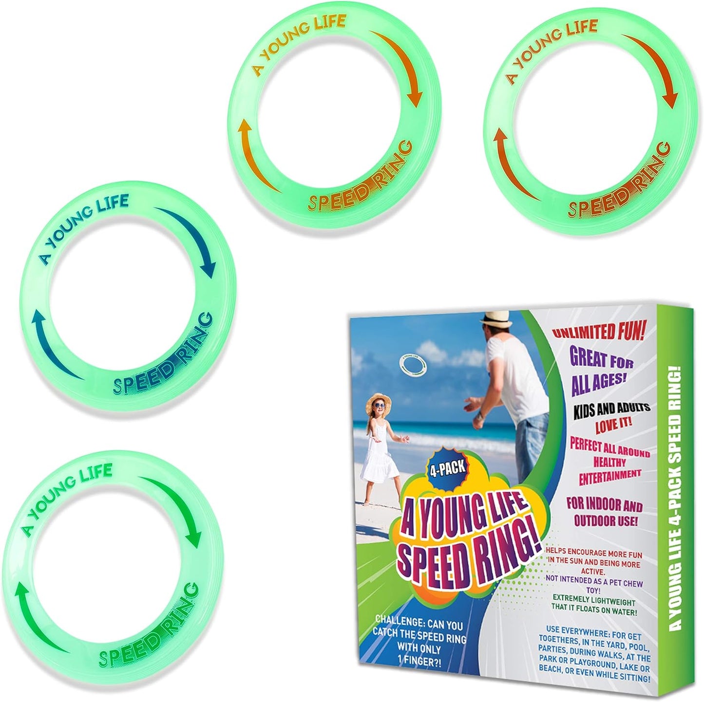 Glow in The Dark Flying Rings - Floats, Fly Straight! 