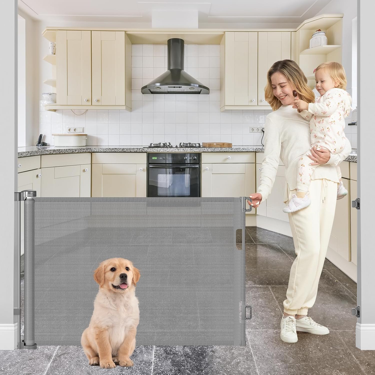 Retractable Baby Gates for Dogs and Kids - 80 Inch Wide Safety