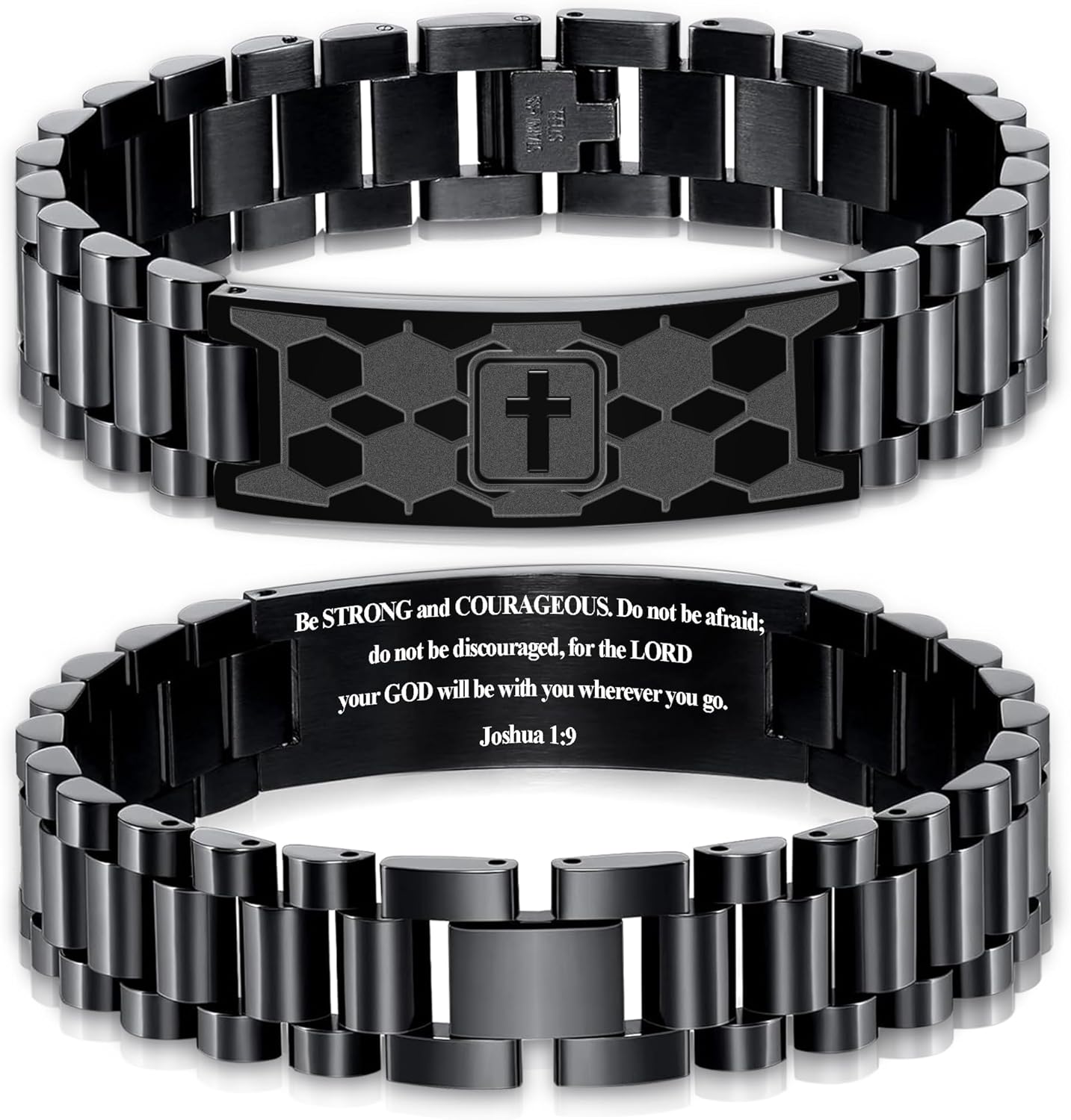 Masculine Cross Christian Bracelet - Stylish Stainless Steel