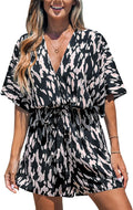CUPSHE Women's Summer Romper Lace Up Printed V Neck Mini - Beach Ready
