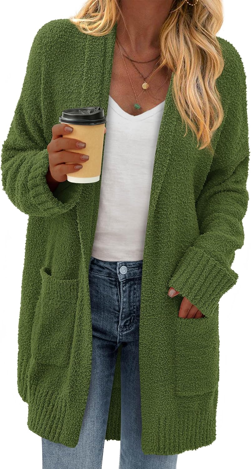 KIRUNDO Cardigan Sweaters for Women - Cozy Fuzzy Knit Style