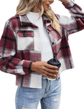 Flannels for Women Cropped Shacket Jacket Plaid Button Down - Cozy