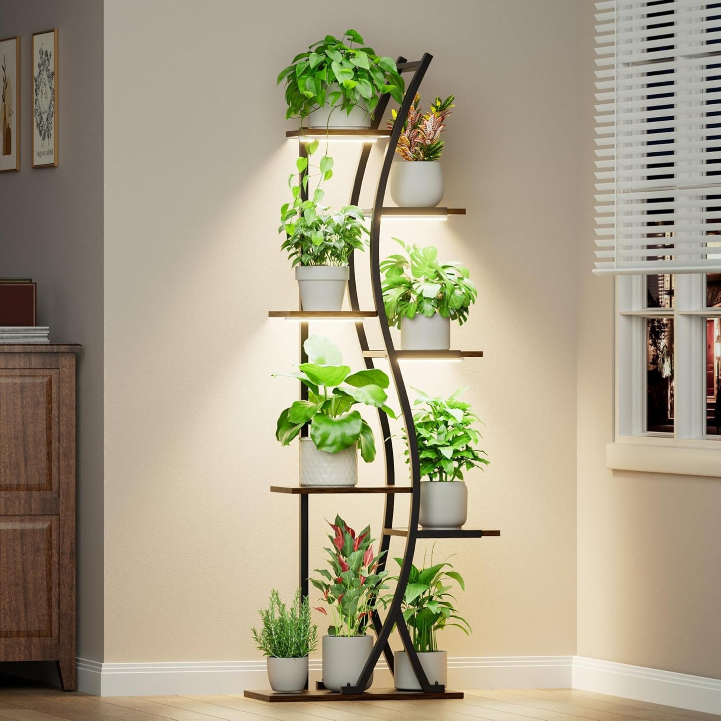 62 Plant Stand Indoor with Grow Lights - 7 Tiered Metal Shelf