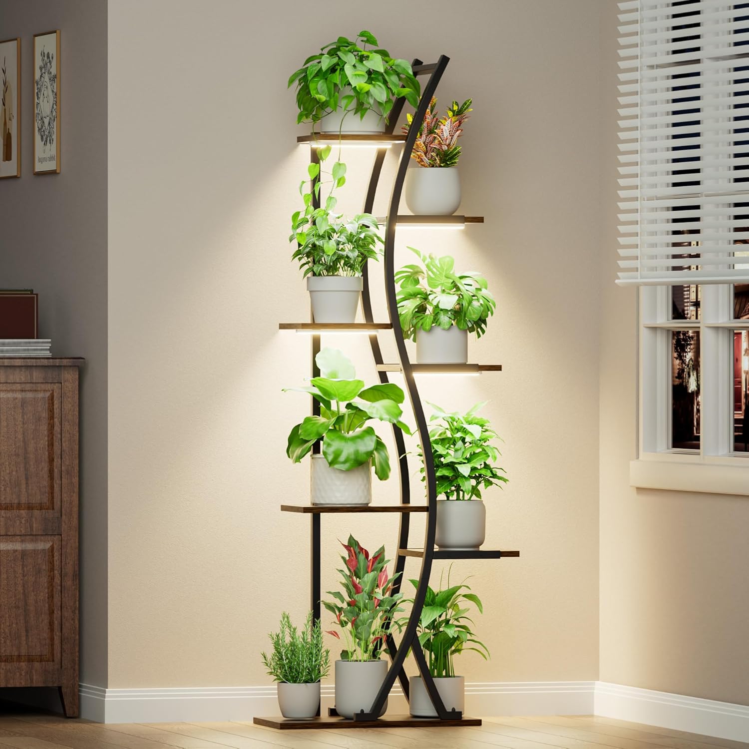 62 Plant Stand Indoor with Grow Lights - 7 Tiered Metal Shelf