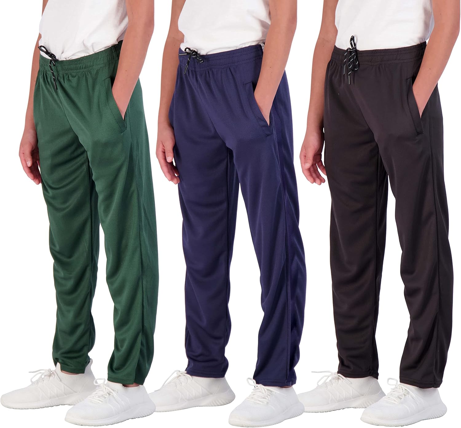 Boys' Mesh Open Bottom Active Sweatpants with Pockets & Drawstring