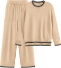 Women's 2 Piece Knit Sweater Outfit - Wide Leg High Waist Set
