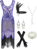 1920s Women Sequin Tassels Flapper Dress with Full Accessories Set