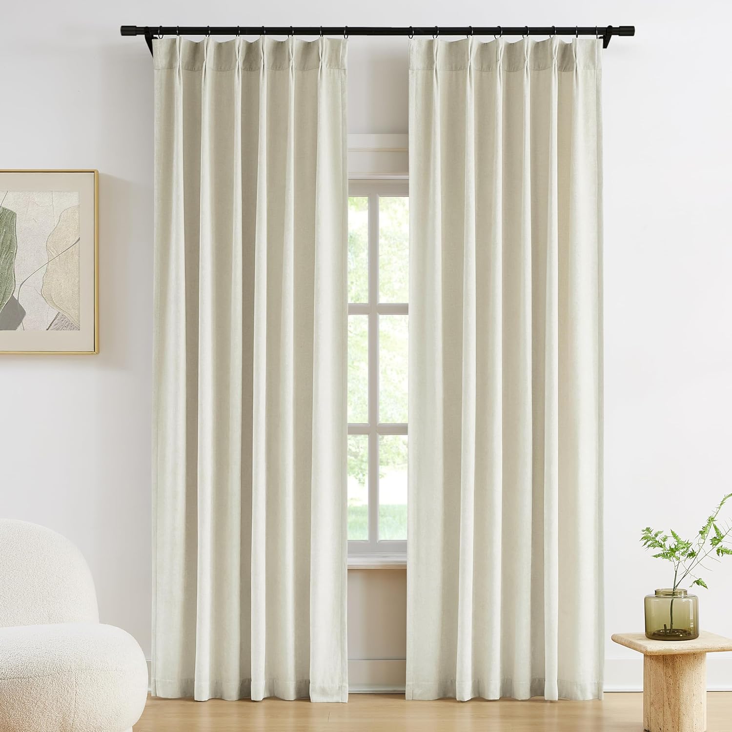 Velvet Chenille Light Filtering Curtains - 95 Ivory Beige