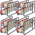 MOOACE 4 Pack Can Dispenser Rack Black - Stackable 10-Can Organizer