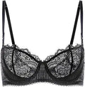Balconette Push Up Lace Bra Plus Size - See Through Support
